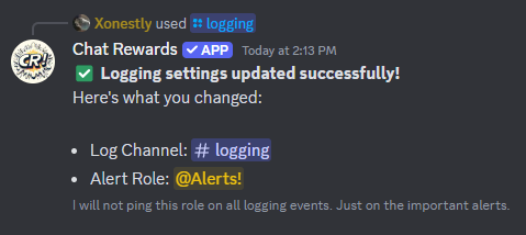 Logging Command Example